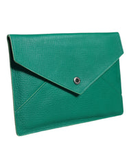 Dolce & Gabbana Green Leather Handbag Clutch Mini Purse Pouch Tablet Case - Envelope Clutches