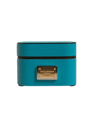 Dolce & Gabbana Green Leather Metal Logo Plaque Holder Airpods Case - Headphone Carrying Cases