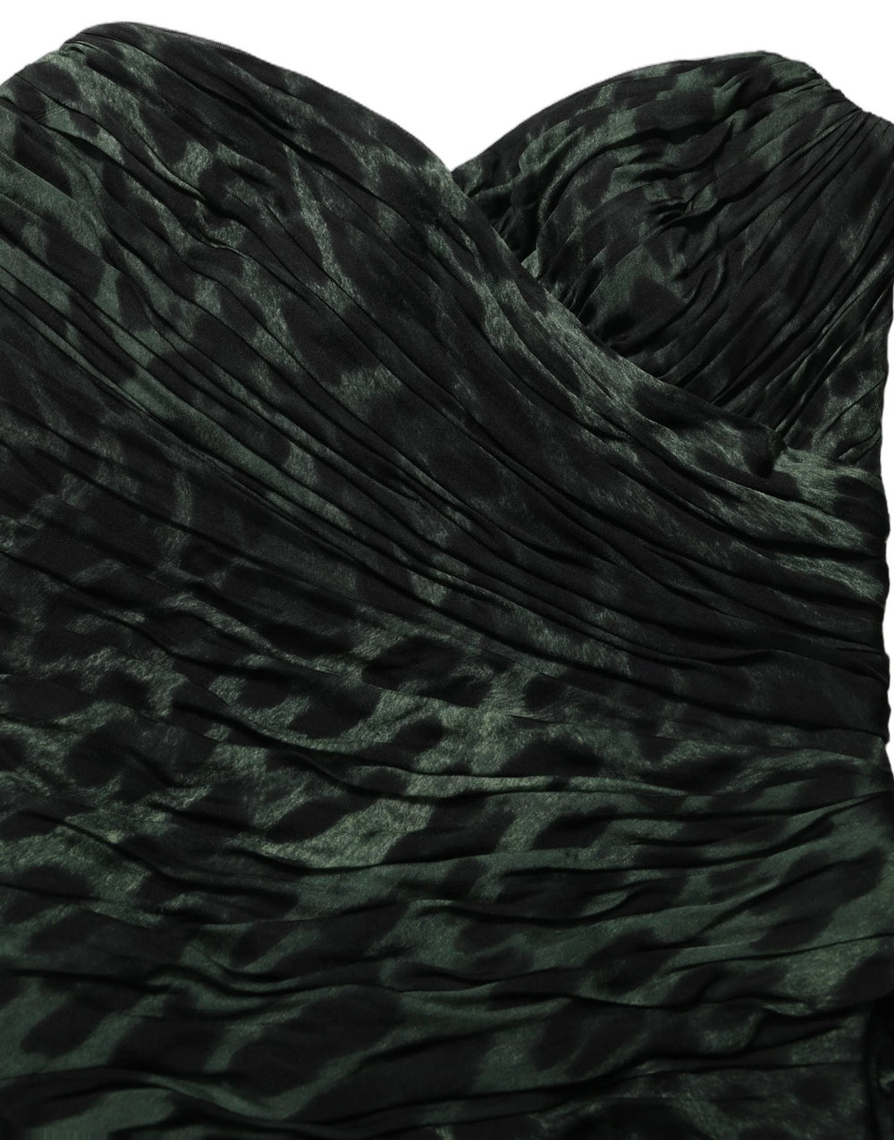 Dolce & Gabbana Green Leopard Print Bustier Draped Midi Dress - IT40|S