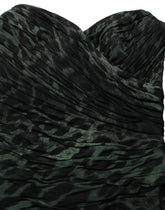 Dolce & Gabbana Green Leopard Print Bustier Draped Midi Dress - IT40|S