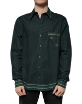 Dolce & Gabbana Green Logo Long Sleeve MARTINI Casual Shirt - IT40 | M - Shirts