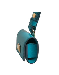 Dolce & Gabbana Green Logo Plaque Leather Gold Metal Strap Airpods Case - Headphone Carrying Cases