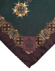 Dolce & Gabbana Green Medals Silk Square Foulard Scarf - Scarves & Shawls