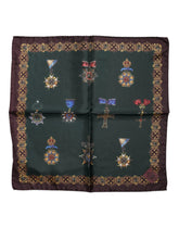 Dolce & Gabbana Green Medals Silk Square Foulard Scarf - Scarves & Shawls