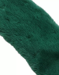 Dolce & Gabbana Green Mink Fur Collar Women Neck Wrap Scarf