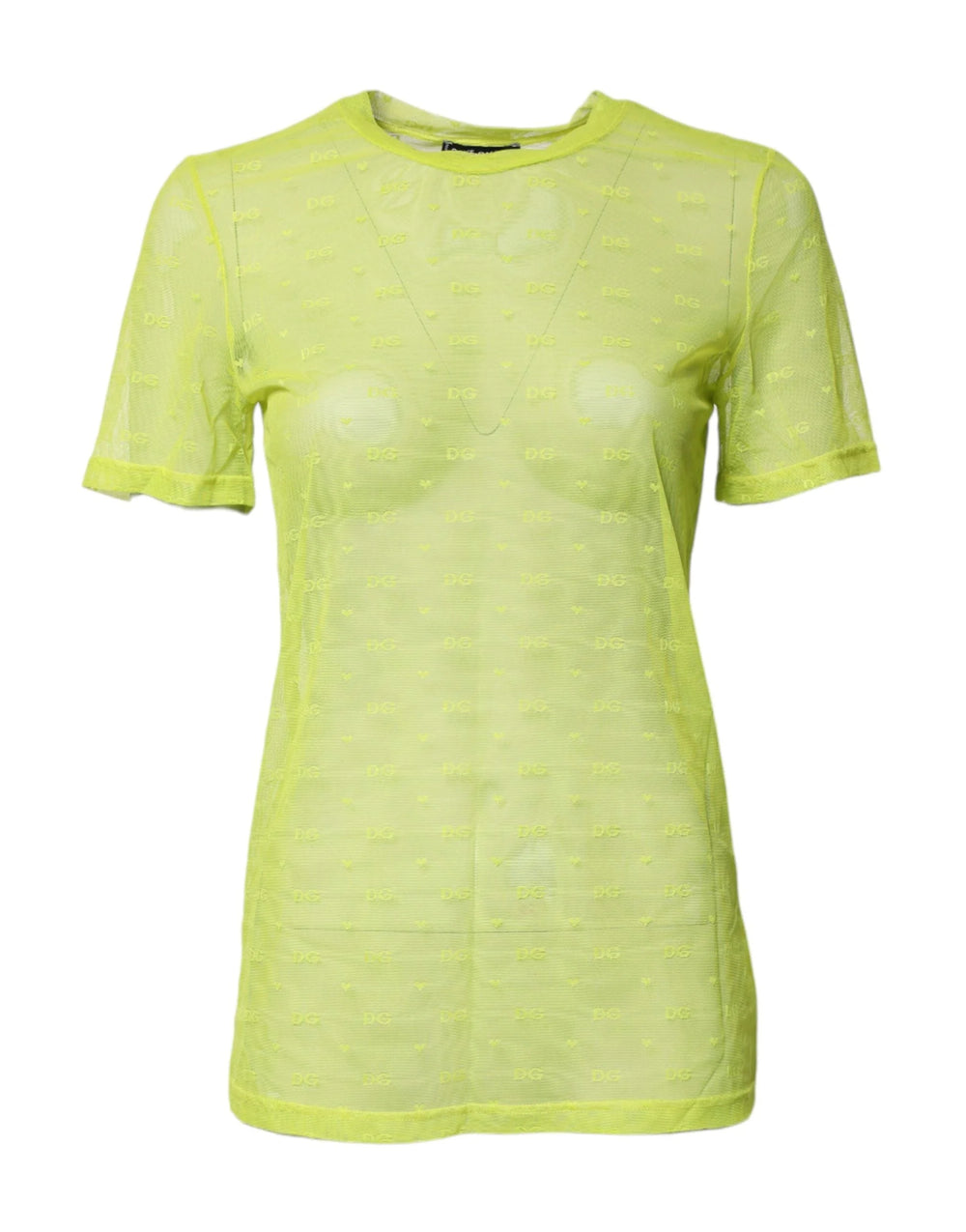 Dolce & Gabbana Green Nylon See Through Women Short Sleeves Top - IT2 | S - T-Shirts