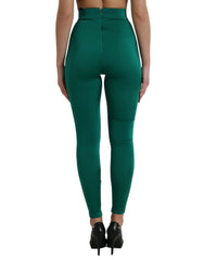 Dolce & Gabbana Green Nylon Stretch Slim Leggings Pants - IT40|S - Leggings