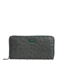 Dolce & Gabbana Green Ostrich Logo Plaque Zip Around Continental Wallet - Wallets