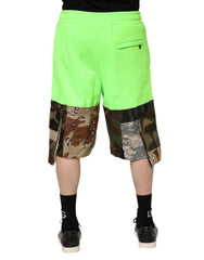 Dolce & Gabbana Green Patchwork Cargo Bermuda Men Shorts - Bermudas