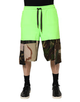 Dolce & Gabbana Green Patchwork Cargo Bermuda Men Shorts - Bermudas