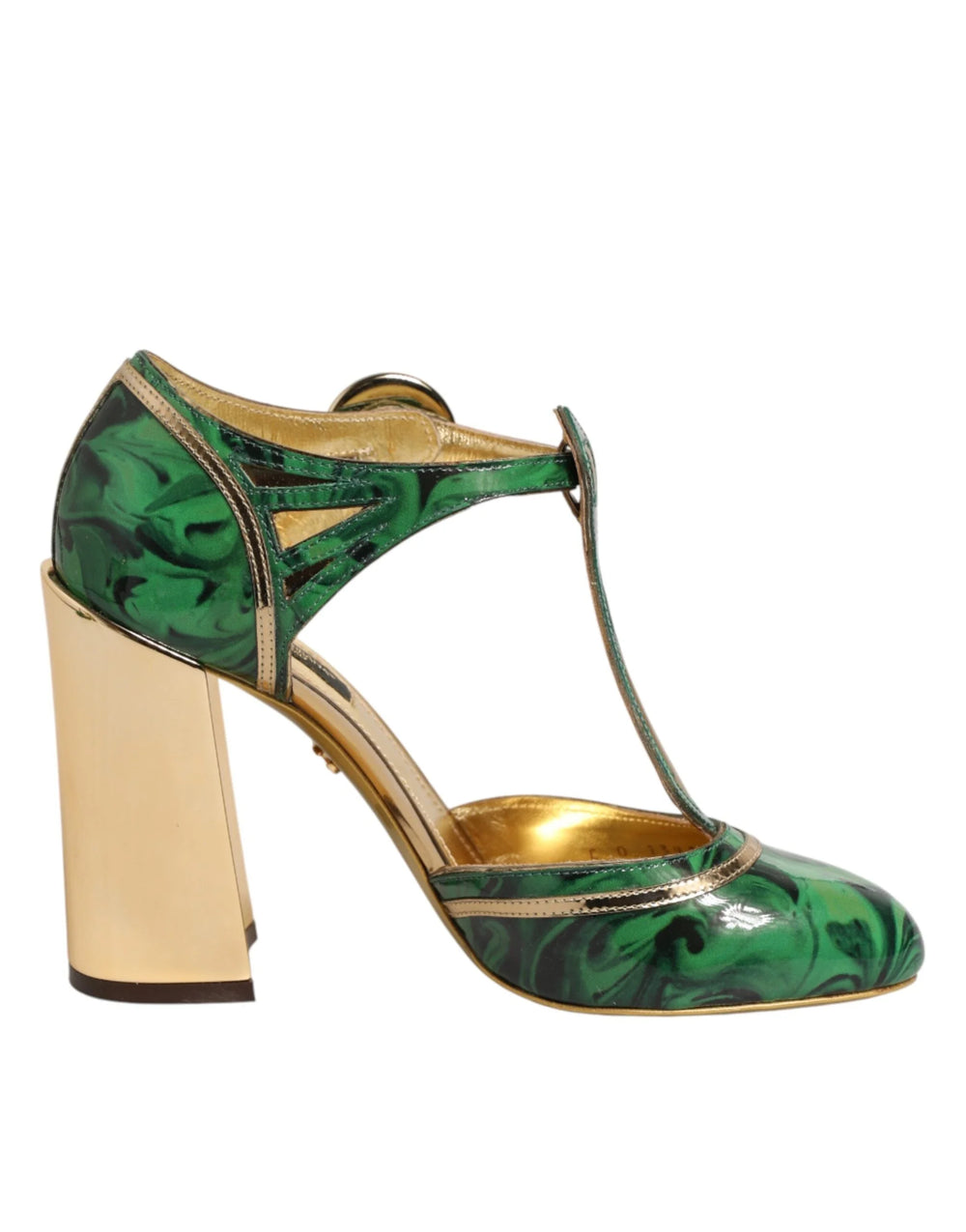 Dolce & Gabbana Green Patent Leather Vally Heels Pumps Shoes - EU38/US7.5 - Heels