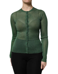 Dolce & Gabbana Green Polyester Long Sleeves Cardigan Sweater - IT40|S - Cardigans