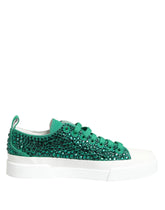 Dolce & Gabbana Green Portofino Crystal DG Logo Sneakers Shoes - Sneakers