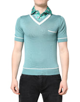 Dolce & Gabbana Green Printed Collared Short Sleeve T-shirt - IT44 | XS - Polos