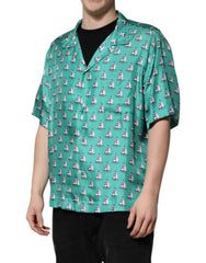 Chemise décontractée à manches courtes et imprimée vert Dolce & Gabbana - IT44 | 3XL