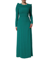 Dolce & Gabbana Green Round Neck Long Sleeves Gown Dress - IT40|S