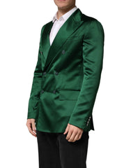 Dolce & Gabbana Green Satin Double Breasted Jacket Blazer - IT48 | M