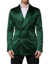 Dolce & Gabbana Green Satin Double Breasted Jacket Blazer - IT48 | M