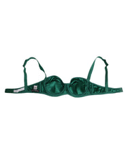 Dolce & Gabbana Green Satin Semi-Padded Underwire Musk Underwear - IT2 | S - Bras