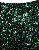 Dolce & Gabbana Green Sequin High Waist Pencil Cut Midi Skirt