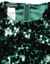 Dolce & Gabbana Green Sequined Long Sleeves Crop Blouse Top