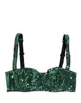 Dolce & Gabbana Green Sequined Nyon Balconnet Bra Underwear - IT2 | S