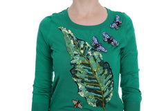 Dolce & Gabbana Green Silk Crystal Banana Sweater - Sweaters