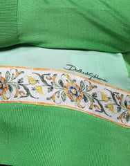 Dolce & Gabbana Green Silk Granita Al Limone Long Sleeves Sweater - Sweaters