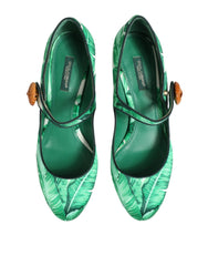 Dolce & Gabbana Green Silk MARY JANES Leaf Sandals Shoes - EU36/US5.5