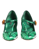 Dolce & Gabbana Green Silk MARY JANES Leaf Sandals Shoes - EU36/US5.5