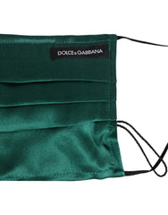 Dolce & Gabbana Green Silk Pleated Elastic Ear Strap Face Mask - Fashion Face Masks