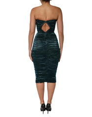Dolce & Gabbana Green Silk Satin Fitted Strapless Dress - IT36|XXS - Dresses