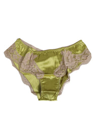 Dolce & Gabbana Green Silk Satin Lace Trim New Slip Underwear - Briefs