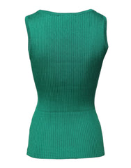Dolce & Gabbana Green Silk Sleeveless Round Neck Tank Top - IT40|S - Tank Tops