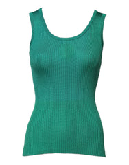 Dolce & Gabbana Green Silk Sleeveless Round Neck Tank Top - IT40|S - Tank Tops