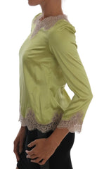 Dolce & Gabbana Green Silk Stretch Blouse Top - IT38|XS - Blouses