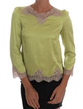 Dolce & Gabbana Green Silk Stretch Blouse Top - IT38|XS - Blouses