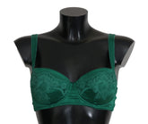 Dolce & Gabbana Green Silk Stretch Floral Lace Bra Underwear - Bras