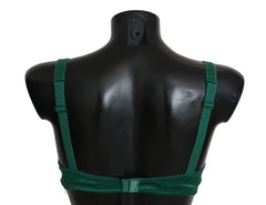 Dolce & Gabbana Green Silk Stretch Floral Lace Bra Underwear - Bras