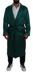 Dolce & Gabbana Green Silk Waist Belt Robe Sleepwear - IT46 | S - Robes