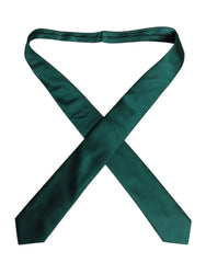 Dolce & Gabbana Green Solid Cotton Adjustable Necktie Tie - Neckties