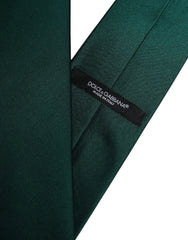 Dolce & Gabbana Green Solid Cotton Adjustable Necktie Tie - Neckties