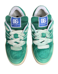 Dolce & Gabbana Green Suede New Roma Low Top Sneakers Shoes - EU44/US11