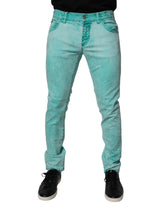 Dolce & Gabbana Green Tie Dye Cotton Skinny Men Denim Jeans - IT48 | M - Jeans