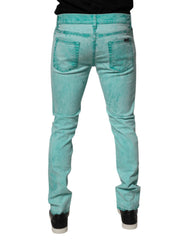 Dolce & Gabbana Green Tie Dye Cotton Skinny Men Denim Jeans - IT48 | M - Jeans