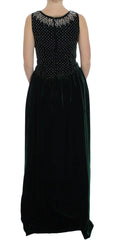 Dolce & Gabbana Green Velvet Crystal Long Maxi Dress - IT38|XS - Dresses