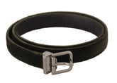 Dolce & Gabbana Green Velvet Silver Tone Metal Buckle Belt - 95 cm / 38 Inches - Belts