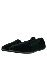 Dolce & Gabbana Green Velvet Slip On Men Flats Loafers Shoes - EU44/US11