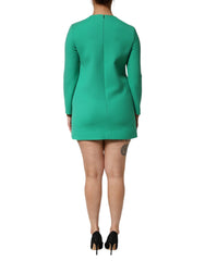 Dolce & Gabbana Green Viscose Acetate Mini Long Sleeve Dress - IT40|S - Dresses