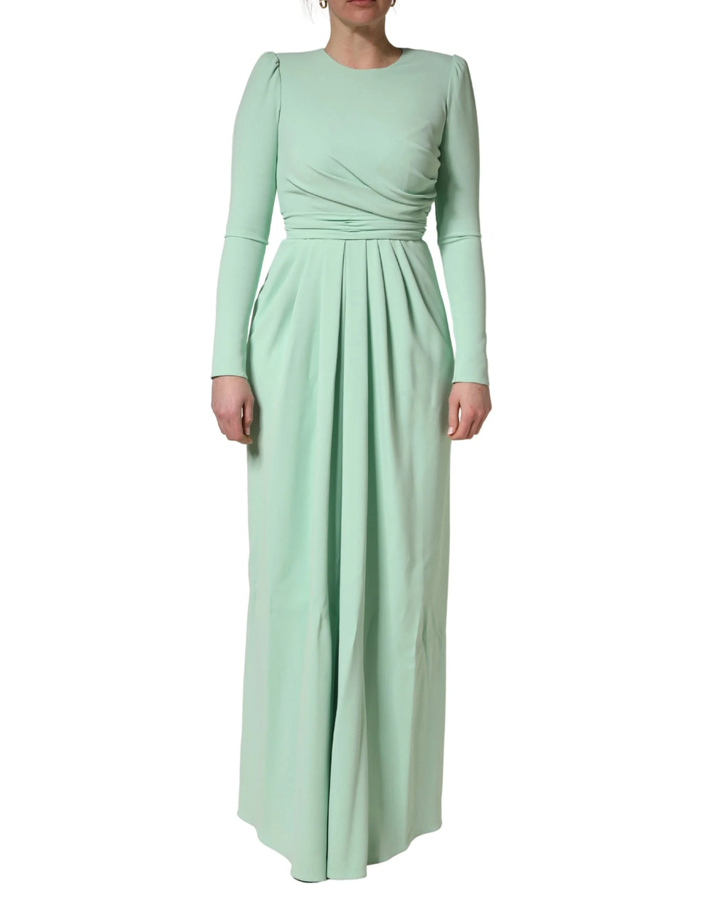 Dolce & Gabbana Green Viscose Long Sleeves Long Gown Dress - IT40|S